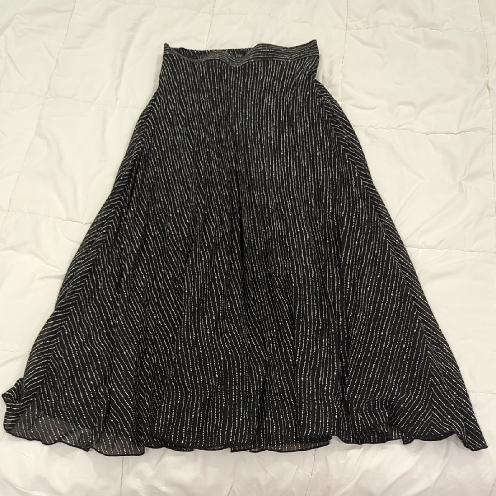 Japna Black Maxi A-Line Pleated Skirt